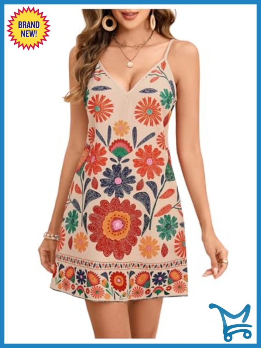 Boho Tropical Mini Dress Sleeveless V-Neck Low Back Summer Beach Casual